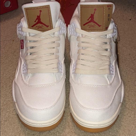 Authentic Levi’s Air Jordan Retro 4 white Levi - Picture 3 of 8